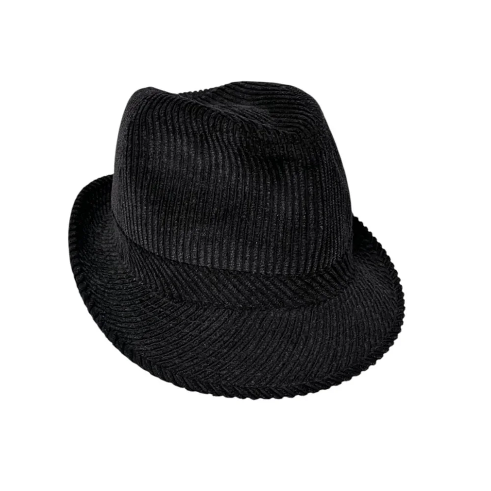 Bailey of Hollywood Black Corduroy Men's Fedora Trilby Hat Small Petite